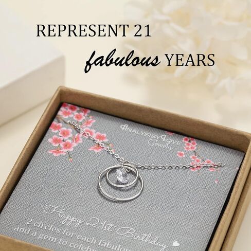 AnalysisyLove 21st Birthday Gifts for Her, Sterling Silver Infinity 2 Circle Necklace for Daughter, Gifts for 21 Year Old Women, Birthday Party Friendship Gift Ideas for Her in Kuwait
