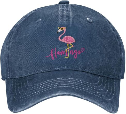 VunKo Funny Flamingo Cute Distressed Adjustable Washed Denim Mens Dad Trucker Hat Baseball Ball Cap for Men in Kuwait