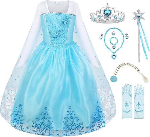 فستان الأميرة للفتيات من Uplus ME، فستان أميرة ملكة الثلج للأطفال الصغار في عيد الهالوين وأعياد الميلاد وحفلات الكريسماس in Kuwait