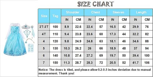 فستان الأميرة للفتيات من Uplus ME، فستان أميرة ملكة الثلج للأطفال الصغار في عيد الهالوين وأعياد الميلاد وحفلات الكريسماس in Kuwait