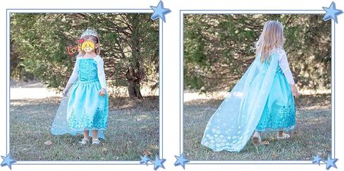 فستان الأميرة للفتيات من Uplus ME، فستان أميرة ملكة الثلج للأطفال الصغار في عيد الهالوين وأعياد الميلاد وحفلات الكريسماس in Kuwait