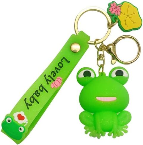 Ergugos Cartoon Animal Keyrings Key Chain Frog Keychain Woman Man PVC Pendant Keyring Kawaii Frog Key chain Cute Car Bag Pendant Jewelry Accessories Gift in Saudi Arabia
