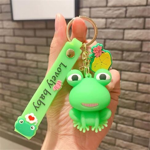 Ergugos Cartoon Animal Keyrings Key Chain Frog Keychain Woman Man PVC Pendant Keyring Kawaii Frog Key chain Cute Car Bag Pendant Jewelry Accessories Gift in Saudi Arabia