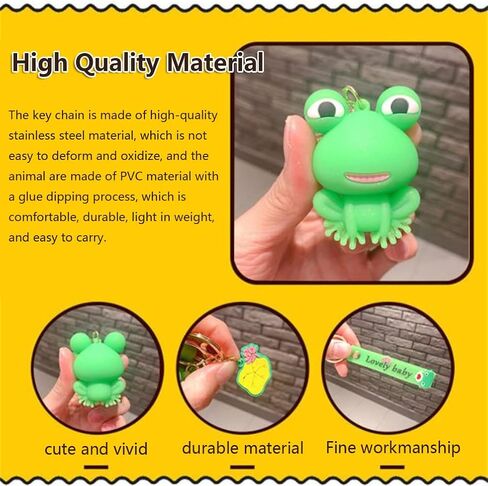 Ergugos Cartoon Animal Keyrings Key Chain Frog Keychain Woman Man PVC Pendant Keyring Kawaii Frog Key chain Cute Car Bag Pendant Jewelry Accessories Gift in Saudi Arabia
