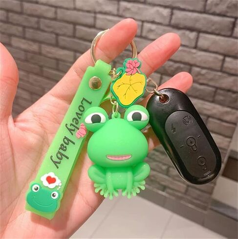 Ergugos Cartoon Animal Keyrings Key Chain Frog Keychain Woman Man PVC Pendant Keyring Kawaii Frog Key chain Cute Car Bag Pendant Jewelry Accessories Gift in Saudi Arabia