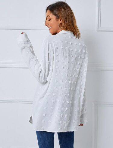 Blooming Jelly Womens Button Down Shirts White Long Sleeve Collared Business Casual Tops Work Blouses in Saudi Arabia