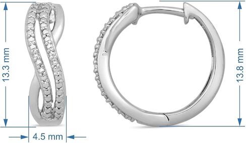 Jewelili Sterling Silver Natural White Round Diamonds Criss Cross Hoop Earrings in Saudi Arabia