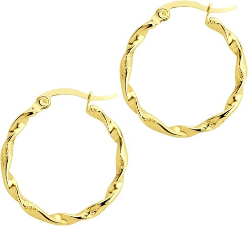 555Jewelry Medium Twisted Wire Round Stainless Steel Hoop Earrings for Women in Saudi Arabia