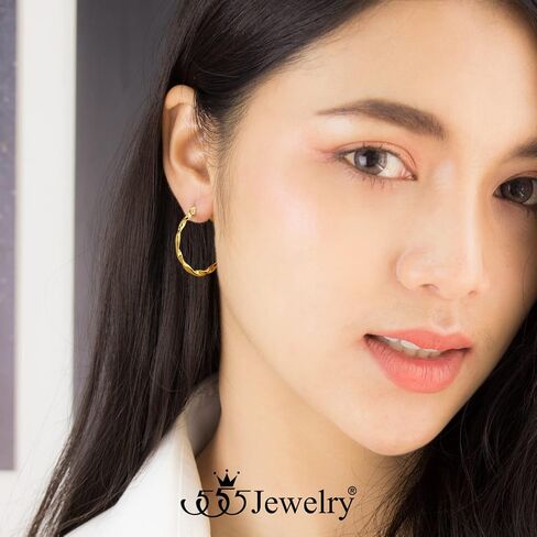 555Jewelry Medium Twisted Wire Round Stainless Steel Hoop Earrings for Women in Saudi Arabia