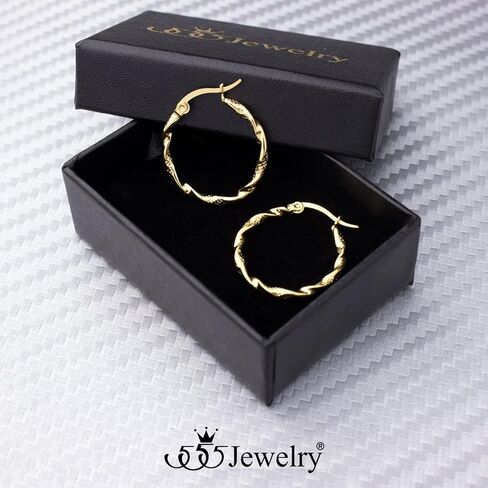 555Jewelry Medium Twisted Wire Round Stainless Steel Hoop Earrings for Women in Saudi Arabia