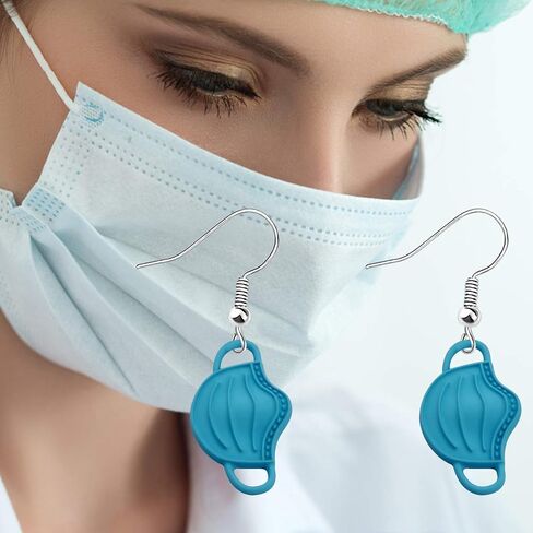 AKTAP Mask Drop Earrings Nurse Doctor Dangle Jewelry Social Isolation 2021 Gift (Facemask Earrings) in Saudi Arabia