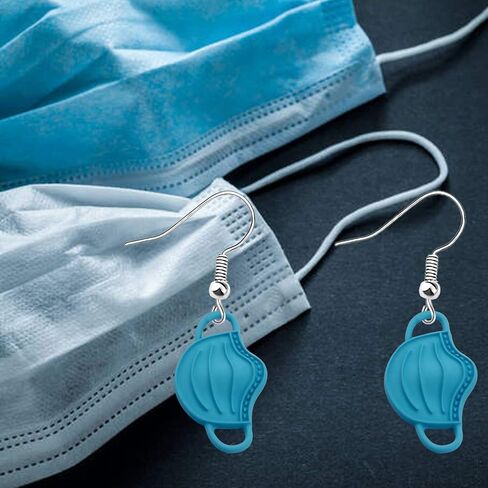 AKTAP Mask Drop Earrings Nurse Doctor Dangle Jewelry Social Isolation 2021 Gift (Facemask Earrings) in Saudi Arabia