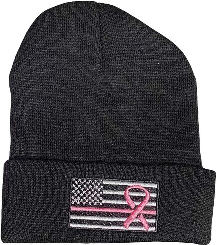 Breast Cancer Awareness Pink Line Flag Beanies in Saudi Arabia
