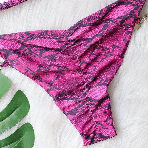 Women's Rhinestone Bikini Set Sparkly Rave Outfits Two Piece Snake Sexy Triangle Bra Halter Swimsuit Bathing Suit in Saudi Arabia