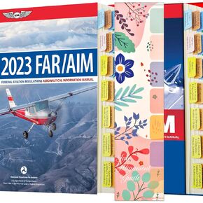 FAR AIM Tabs for ASA 2024, 68 Tabs & 12 Blank Tabs, for Private Pilot Exam, Color-Coded and Laminated, with Alignment Guide