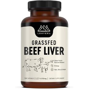Grass Fed Beef Liver Capsules | Dessicated Liver Supplement | Freeze Dried Liver Pills | 30 Servings | 3000 mg | 120 Count