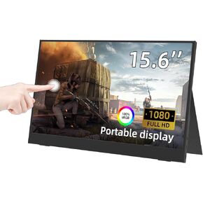 شاشة لمس محمولة، شاشة لمس محمولة مقاس 15.6 بوصة، شاشة تعمل باللمس، شاشة خارجية HDMI USB-C IPS، شاشة ألعاب مدمجة بمكبرات صوت مزدوجة لهواتف الكمبيوتر المحمول PS5/4 Xbox Switch in Saudi Arabia