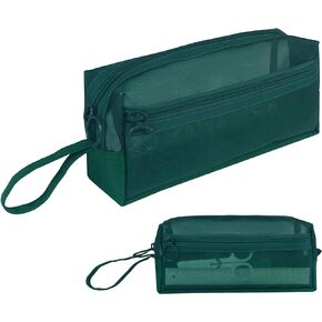 Moyad Grid Mesh Pencil Pen Case Black Large Capacity Pencil Pouch Stationery Organizer Pen Bag Clear Translucent Pencil Cases for Office, Work, Travel, Adults - 1 Pack