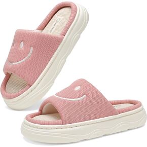 Four Seasons House Linen Slippers for Women/Men Indoor Outdoor, Thick Soft Sole Non-Slip Lightweight Comfortable Bedroom Cloud Slides