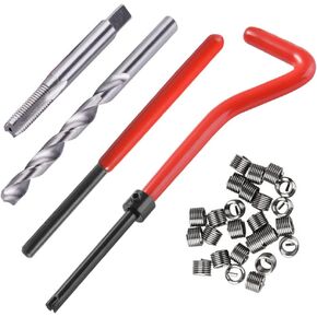 Yakamoz 30Pcs Thread Repair Insert Kit Damaged Threads Rethreading Drill Bit Taps Tool Set for Helicoil Type Metric M6 Internal Screw Holes Repairing