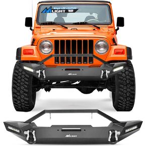 Nilight Rear Bumper Compatible for 1987-2006 Jeep Wrangler TJ&YJ,Rock Crawler Bumper with Hitch Receiver & 2X Nilight Upgraded 40W LED Lights Off Road Textured Black,2 years Warranty