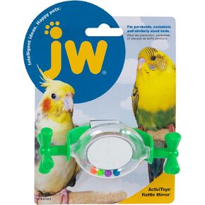JW Pet Company Activitoy Rattle Mirror Small Bird Toy, Colors Vary