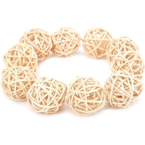 HEEPDD 10Pcs Wicker Rattan Balls, Parrot Wicker Ball Birds Toy Parakeet Chewing Toys for Parakeet Budgie Cockatoo Decoration DIY Party Wedding(5CM Primary Color)