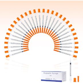 Disposable 1ml/cc 30G 1/2 Inch Syringe with Needle, Each Individually Wrapped Pack of 30(1cc-30G 1/2"-30 PACK)