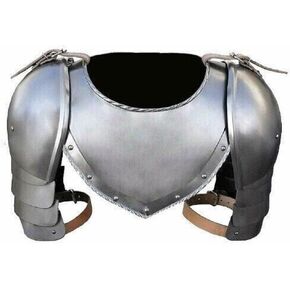 Medieval Iron Gorget Spaulders Arm Shoulder Set Viking Crusader Pauldrons Armor Silver