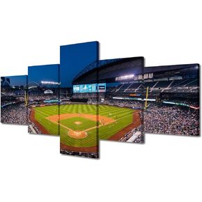 TUMOVO Sports Stadium Canvas Wall Art Wrigley Field in Chicago Paintings Chicago Prints on Canvas Modern Artwork Pictures for Living Room Bedroom Wall Decor Giclee Framed Ready to Hang, 60" Wx40 H