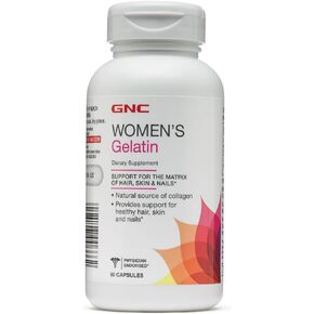 GNC Women's Gelatin Supplement |Supports Healthy Hair, Skin and Nails |Natural Collagen Source | 60 Capsules