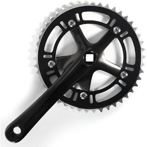 SENQI Single Speed Bicycle Crankset for Fixed Gear Bikes and Folding Bikes Aluminum Alloy Bike Crank 46T 170mm BCD130mm, Black
