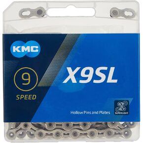 KMC X9 Super Light Silver 9-Speed Bicycle Chain Compatible with Shimano, SRAM, Campagnolo and All Major Systems Attachments: