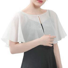 Women's Soft Chiffon Shawl Wraps Shrug for Evening Dress, Wedding Cape, Bolero, Flapper Cover Up