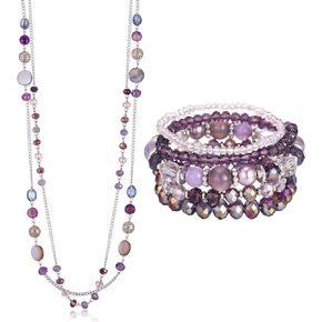 Noessla Layered Long Necklaces and Stretch Bracelet