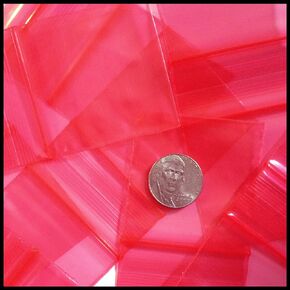 Small Plastic Recyclable Bags 100 2020 Color Mini Ziplock Baggie Colored Mix 2" X 2" (Red)