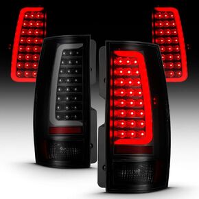 AmeriLite لسيارة 2007-2014 Chevy Tahoe Suburban/GMC Yukon XL Denali استبدال هالوجين شفاف من النوع C، LED، مجموعة مصابيح خلفية أنبوبية، السيارة - جانب الركاب والسائق، مجموعة مصابيح السيارة، أسود