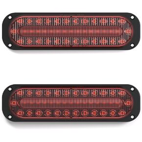 AT-HAIHAN Pack of 2 Oval Red LED Trailer Stop Brake Turn Signal Tail Lights, DOT Compliant Waterproof Aluminum Housing Surface Mount Safety Lighting
