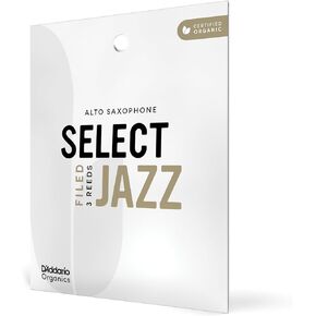 D’Addario Woodwinds - Organic Select Jazz Alto Saxophone Reeds - Alto Sax Reeds - Individually Sealed - Filed, Hard, Strength 2, 3-Pack