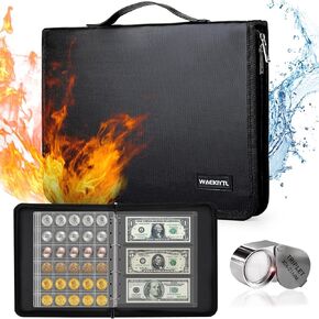 Fireproof Coin Collection Book for Collectors, 295 Pockets Collecting Album, Coin Collection Organizer Storage Box Case Album for Coin Currency Collection Supplies, Bill, Pennies, Quarters, Stamp in Kuwait