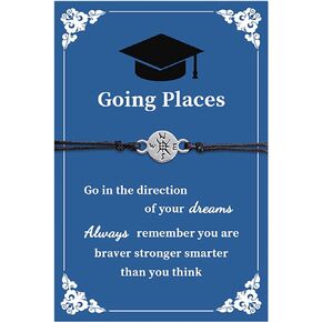 2024 Graduation Gifts for Her Him,Personalized Graduation Bracelet with Graduation Card,Compass Graduation Gifts for High School College