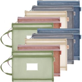 10 Pack Double-Layer Mesh Zipper Pouch Bags with Label Pocket, Toys Storage Bags Board Game Storage Puzzle Storage Pouch Document Bags Nylon A4 Zipper Mesh Bags for School Office Home in Kuwait