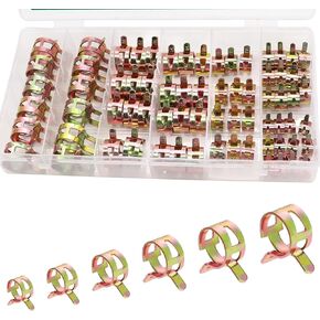 72 PCS Car Ventilation Pipe Pole Elastic Hose Clamp Kit, Multi-functional Color-plated Fuel Hose Fastening Clamp, Car Auxiliary Fixing Accessories, Suitable for Most Models (Gold)