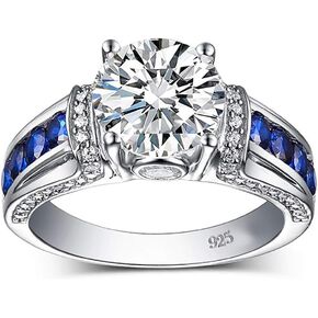 Moissanite Engagement Rings 0.8-2CT 18K White Gold Plated 925 Silver Rings for Women D Color Moissanite Diamond Wedding Ring,With GRA Certificate