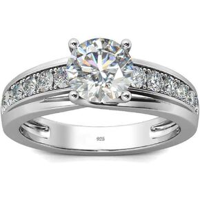 Moissanite Engagement Rings 0.8-2CT 18K White Gold Plated 925 Silver Rings for Women D Color Moissanite Diamond Wedding Ring,With GRA Certificate in Kuwait