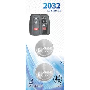 2 Pack CR2032 Remote Key Fob Battery Replacement for Toyota (2016-2021) Rav4 Camry 86 Avalon C-HR Corolla Highlander Prius Prime (3 or 4 Button) Key case Shell Smart Key Remote Fob HYQ14FBC