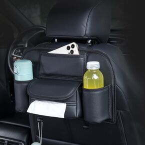 Car Back Seat Organizer Hanging Car Storage Bag Automotive Seat Back Organizers Leather Car Storage Pocket with Tissue Holder