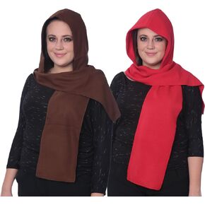 وشاح جديد بغطاء للرأس من الصوف، دافئ ومريح، مقاس واحد يناسب معظم 7 ألوان، عبوة واحدة أو قطعتين