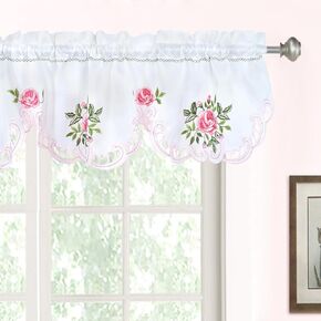 Molaxhome Beautiful Dazzling Embroidered Window Valance,Rod Pocket Valance and Tiers for Home Decor (Blue, W58x14L)