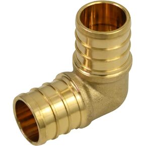 QYMO0100-OM x PEX 90 Degree Elbow Barb Pipe Fitting 1" Brass, 1 Inch